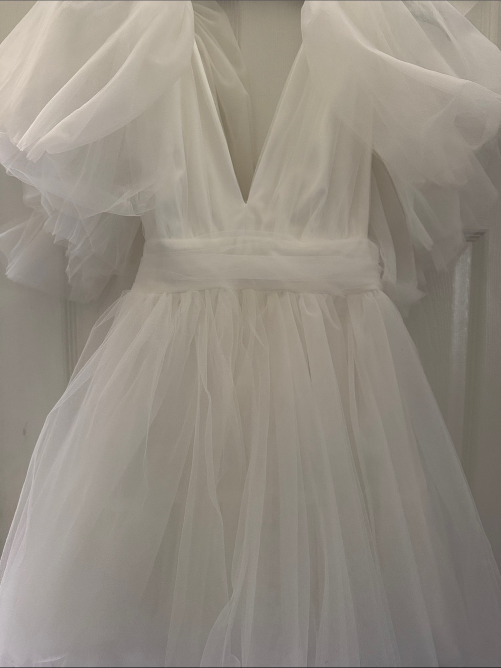 White Ruffle Mini Dress - Picture 5 of 5